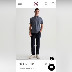 AG Men’s Tellis SUD Pant Sueded Modern Slim in New Navy NWOT 32 x 29-READ!